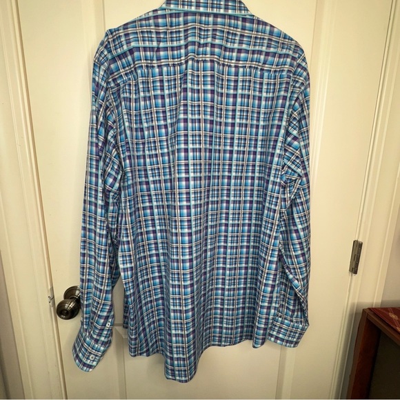 Bugatchi Uomo Mens Multicolored Madras Plaid Long Sleeve Button Down Shirt XL - Picture 8 of 12